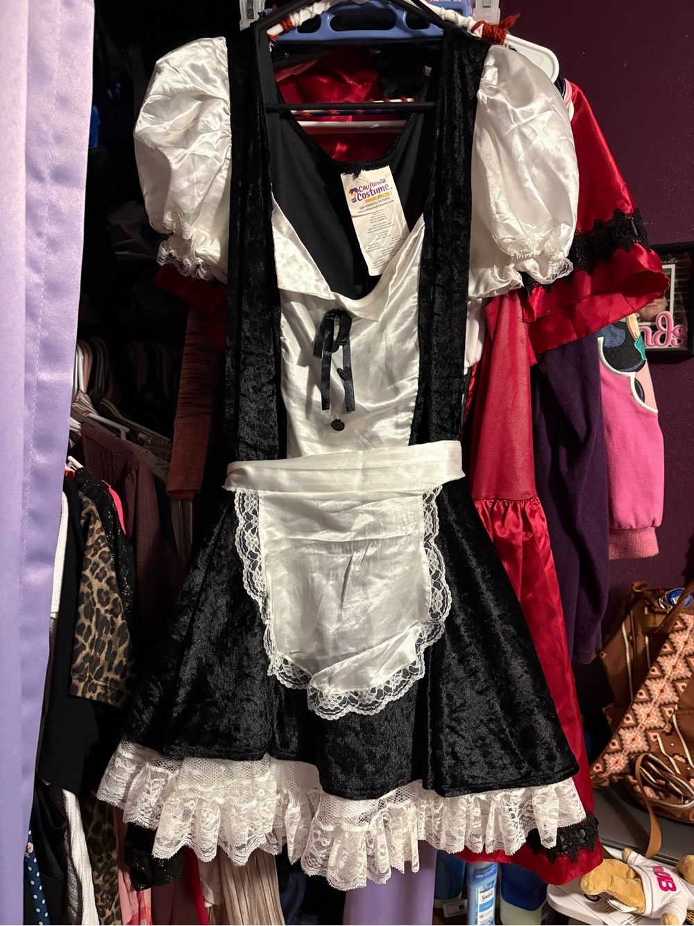California Costumes Black and White Velvet Maid Costume Dress